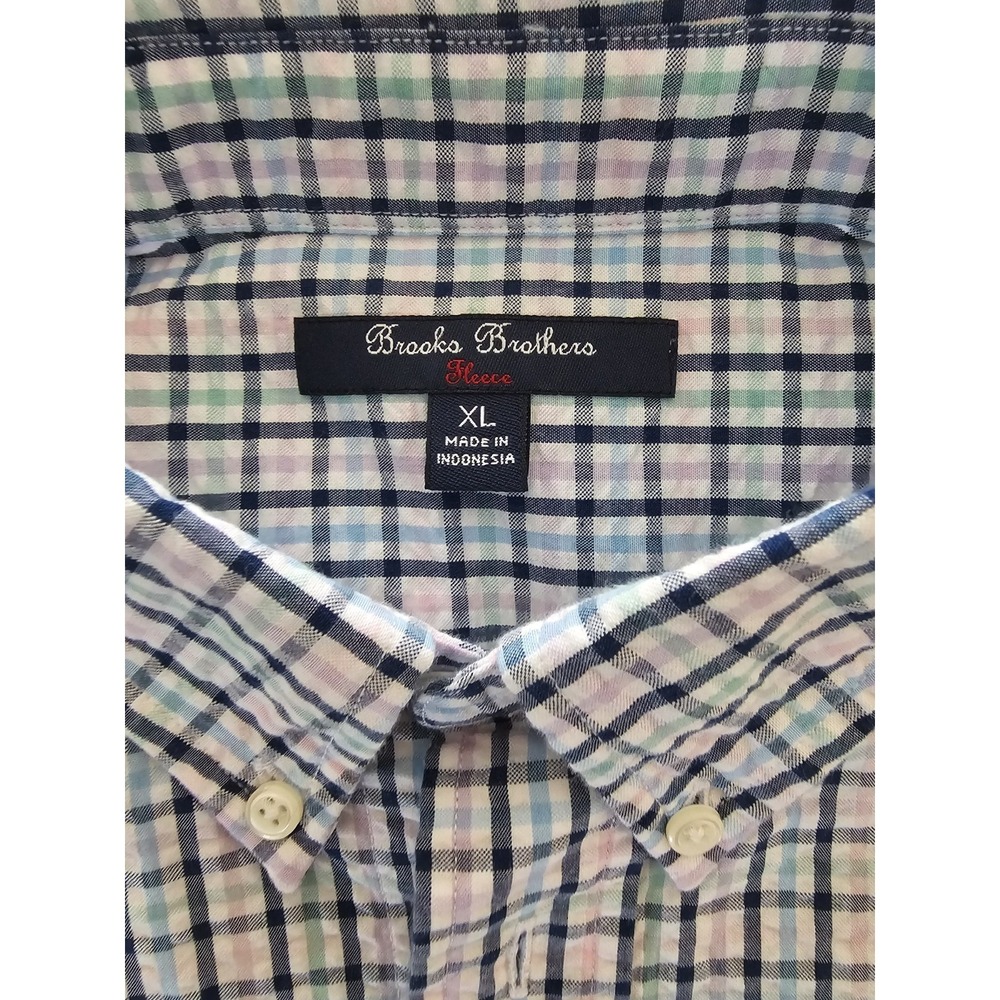Brooks Brothers Fleece Pastel Gingham Plaid Preppy Designer Shirt XL - Picture 6 of 6